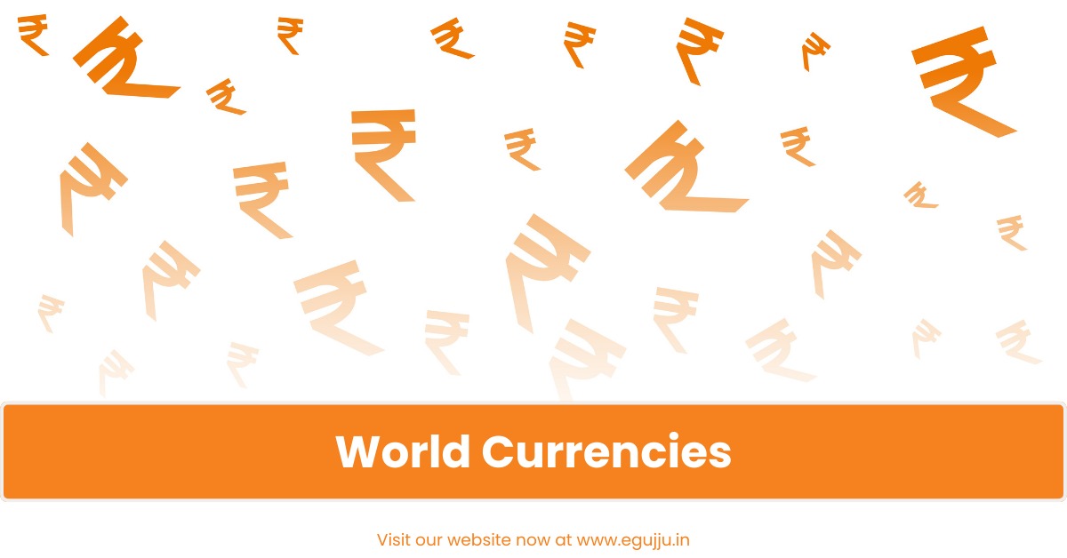 World Currencies feature image with Indian Rupee symbols background for Gujarati finance guide